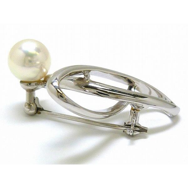 pt900 真珠 ピンブローチ ダイヤ付き ☆新品☆『アコヤ真珠 8.4mm』Pt900デザインブローチ レディース【送料