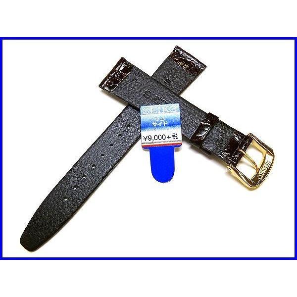 セイコー バンド 腕時計 18mm DA52 サイドワニ 切身 新品正規品 SEIKO 黒色 送料無料の画像