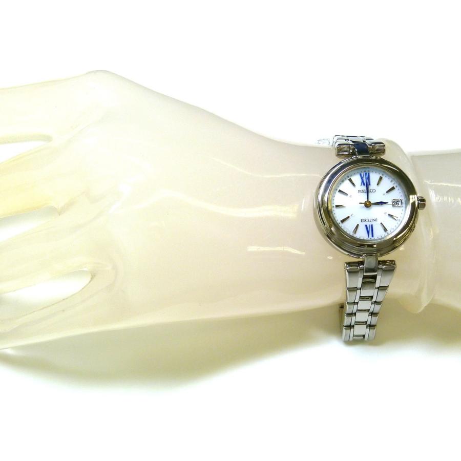 SEIKOエクセリーヌダイア10pソーラーレディース腕時計【美品】 Exceline SEIKO ドルチェ&エクセリーヌ ソーラー電波
