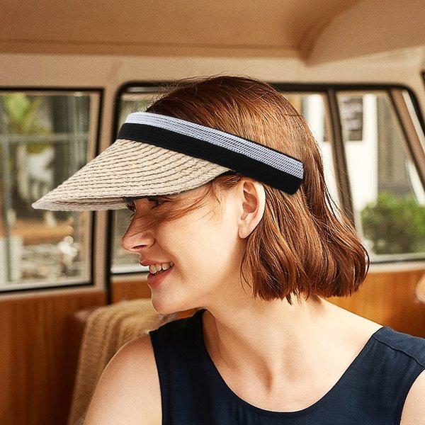人気商品 麦わら帽子 レディース サンバイザー つば広帽子 Uvカット ワイドサンバイザー ハット 日焼け防止 紫外線対策 日除け 完全遮光 上品