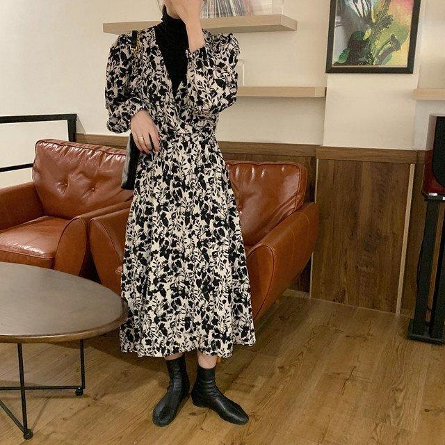 ワンピース レディース 春 秋 冬 カジュアル 新作 ワンサイズ ドッキングワンピース レイヤード風 重ね着風 ボトルネック ハイネック インナー 最高