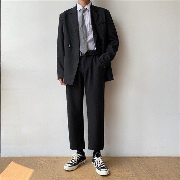 学生服メンズズボンロング丈シンプルグレー大人気高校生9分ボトムス正統派制服通学春冬フォーマル 超ポイント祭 期間限定