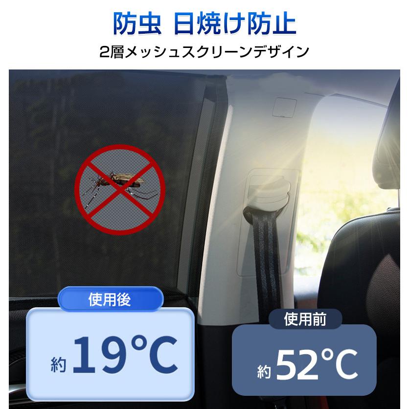 車用 網戸 ウィンドウネット 窓用ネット カーテン 日除け 遮光カーテン