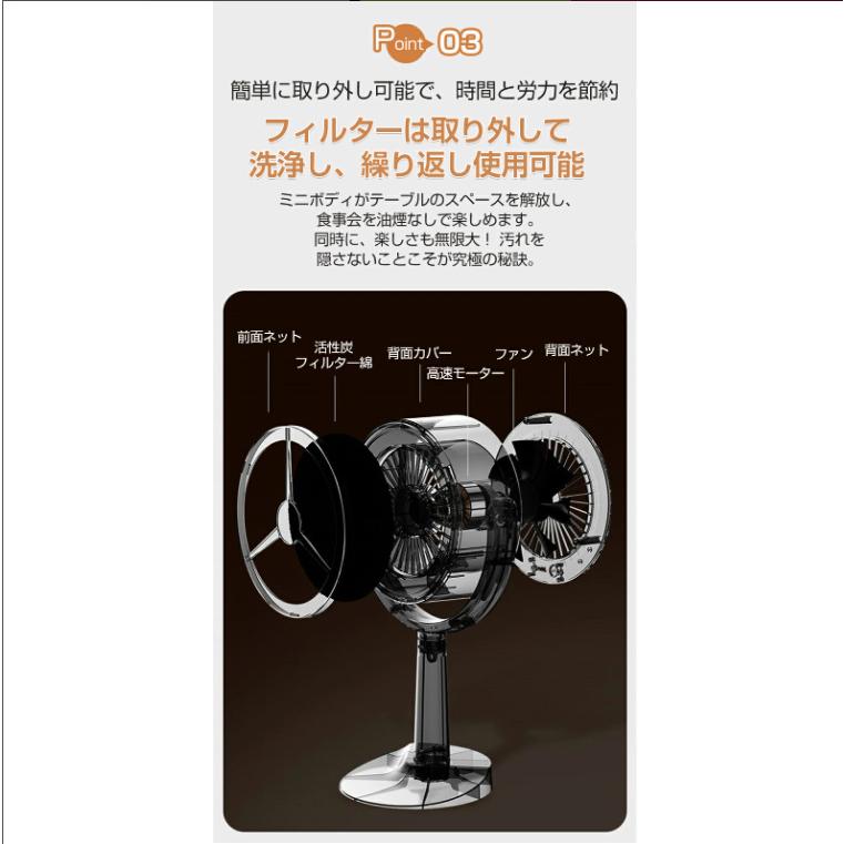 卓上レンジフード 卓上吸煙機 移動可能 ブラック 2025最新 卓上レンジフード レンジフード 焼肉 卓上吸煙機 卓上換気扇