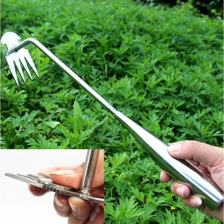 草取り器 草取り道具 除草ツール ガーデンレーキ 4歯 4本爪 熊手