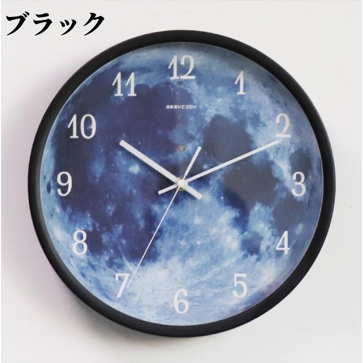 壁掛け時計 発光 光る 月面 直径30cm LED アルミフレーム 銅針