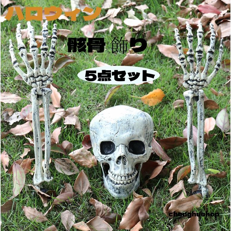5点セット ハロウィン 骸骨 飾り スカル モデル 頭蓋骨 アーム 怖い