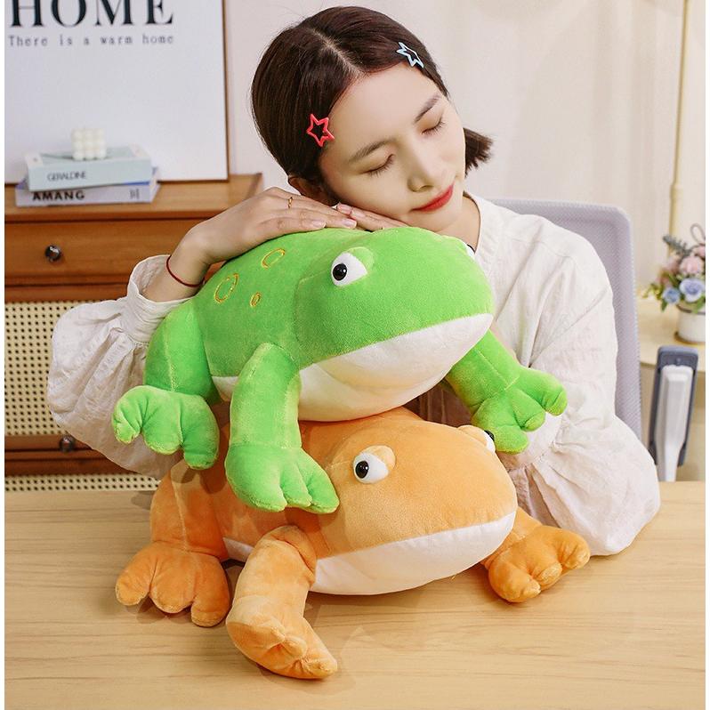 ぬいぐるみ カエル リアル 蛙 グリーン オレンジ ふわふわ モコモコ