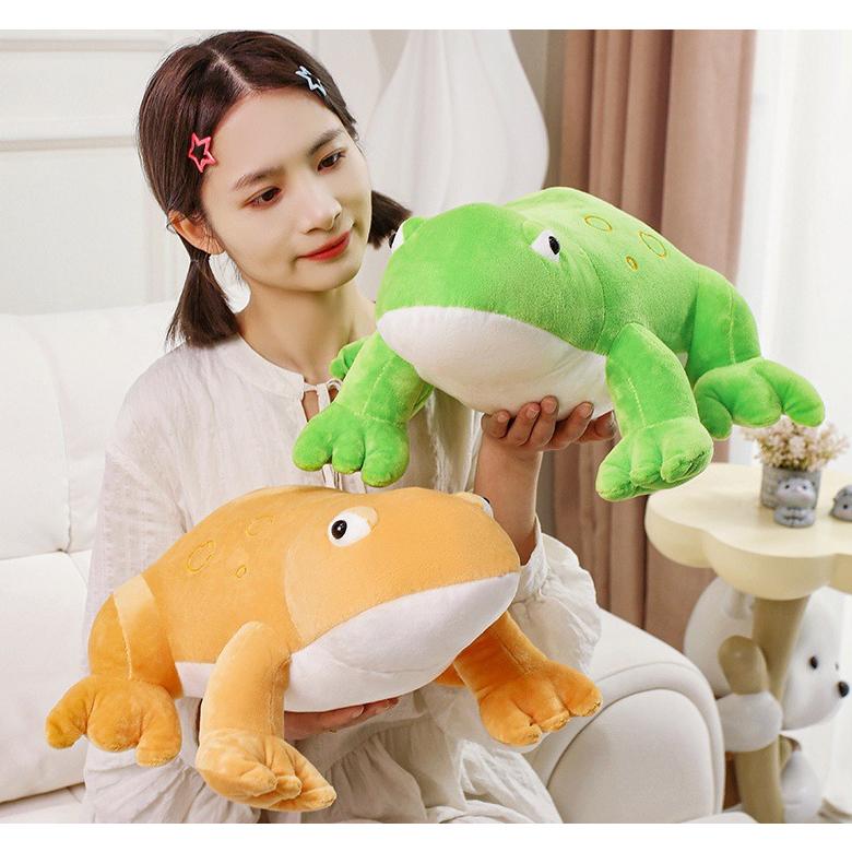 ぬいぐるみ カエル リアル 蛙 グリーン オレンジ ふわふわ モコモコ