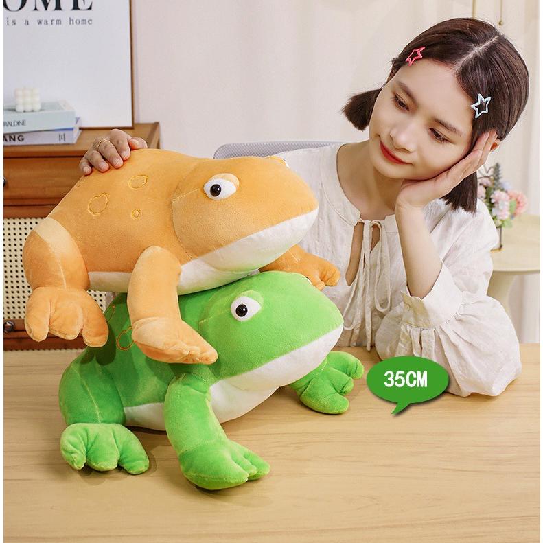 ぬいぐるみ カエル リアル 蛙 グリーン オレンジ ふわふわ モコモコ