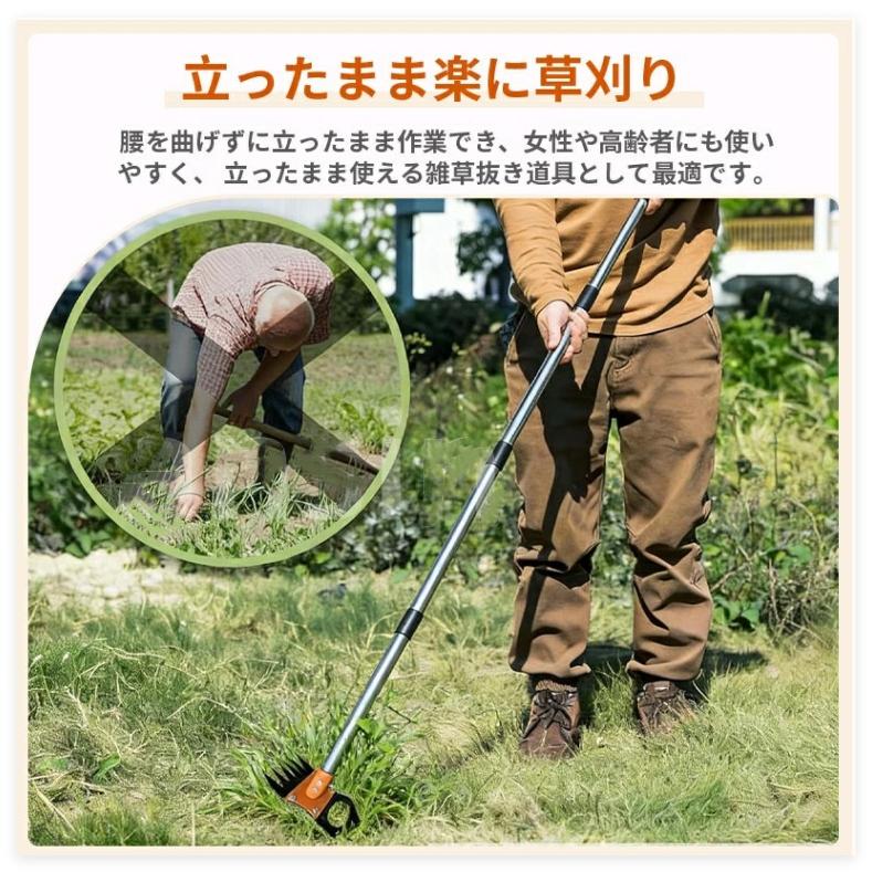 草刈り レーキ 2way 草刈りガーデンレーキ 雑草除去ツール 6本爪