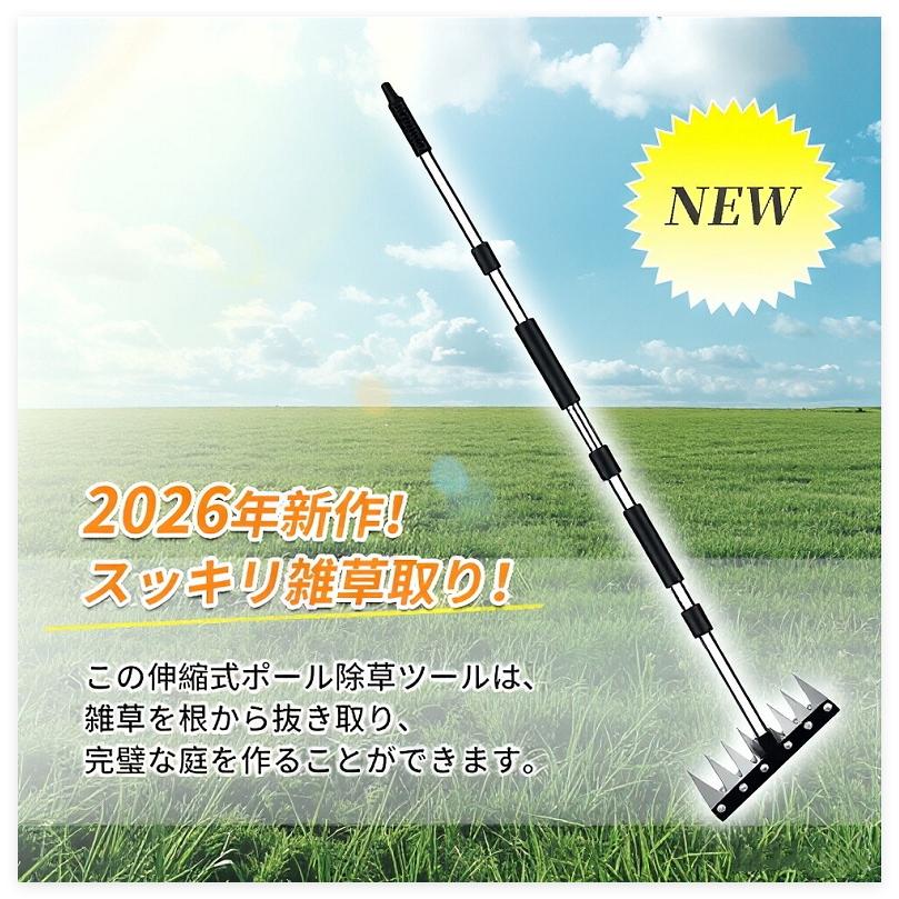 草刈りレーキ ガーデンレーキ 長さ調節 草取り道具 6/7/8歯 8本爪 熊手