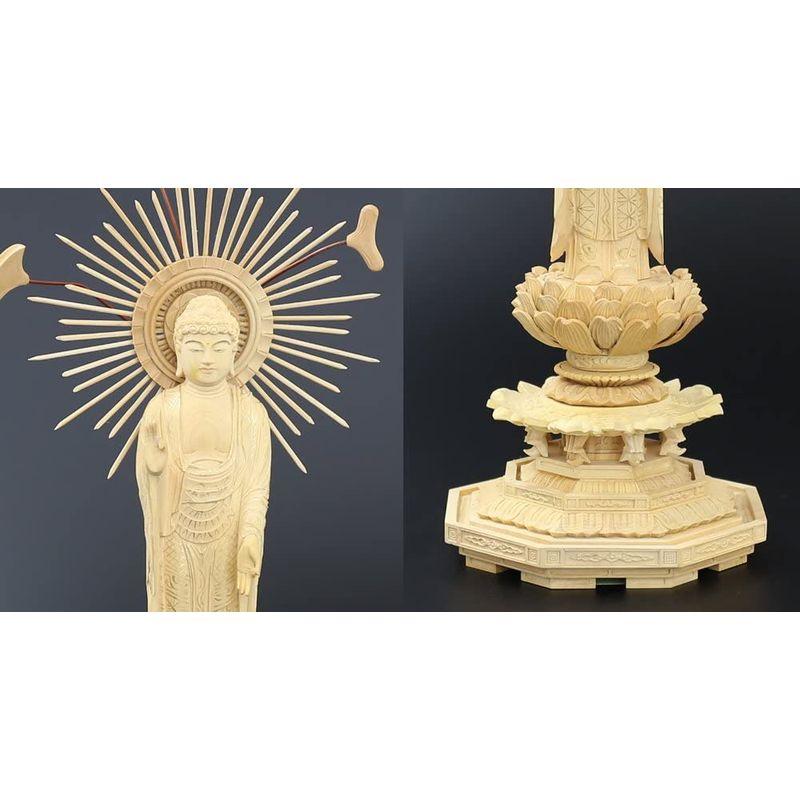 【新商品】 京仏壇はやし 仏像 総ツゲ 新八角台座 東立弥陀 金泥書 5寸 高さ32.5cm 幅12.1cm 奥行10.8cm (浄土真宗 浄土真宗大谷 【SKC1460710686】(52741円)