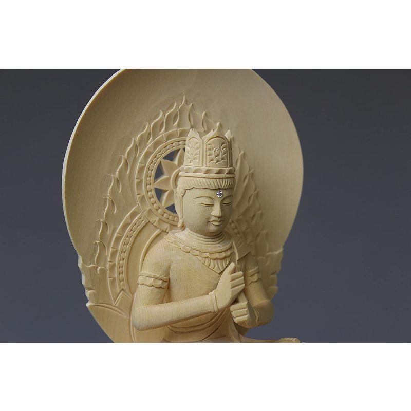 お気に入り】仏像白木製 丸台座 2.0寸(高さ:188mm) 「大日如来」 木彫