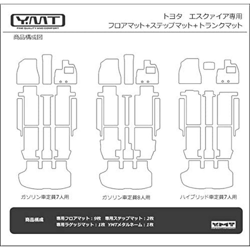 卸売り YMTエスクァイア前期(7人ハイブリッド)フロア+ステップ+ラゲッジマット ミックスグレー ESQ-11P-LUG-H7GR