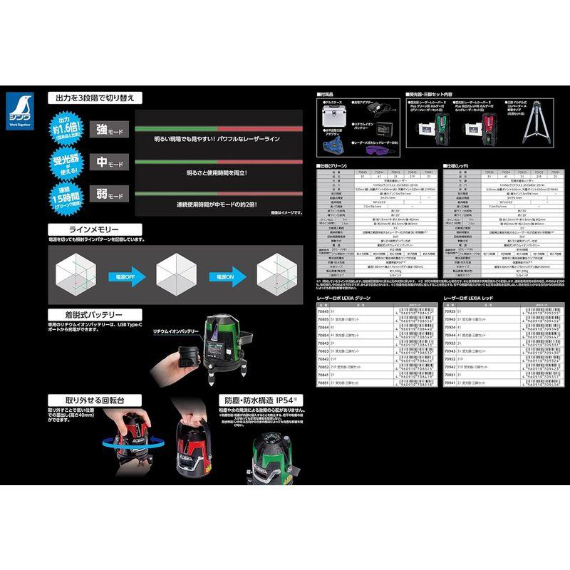 オモウマい店 シンワ測定(Shinwa Sokutei) レーザー墨出し器 LASER ROBO LEXIA レーザーロボ レクシア 51 グリーン 70