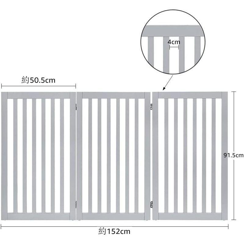 unipaws ハイタイプペットゲート置くだけ木製バリア、犬用フェンス 、グレー ハイタイプペットゲート置くだけ木製バリア 犬用フェンス グレー