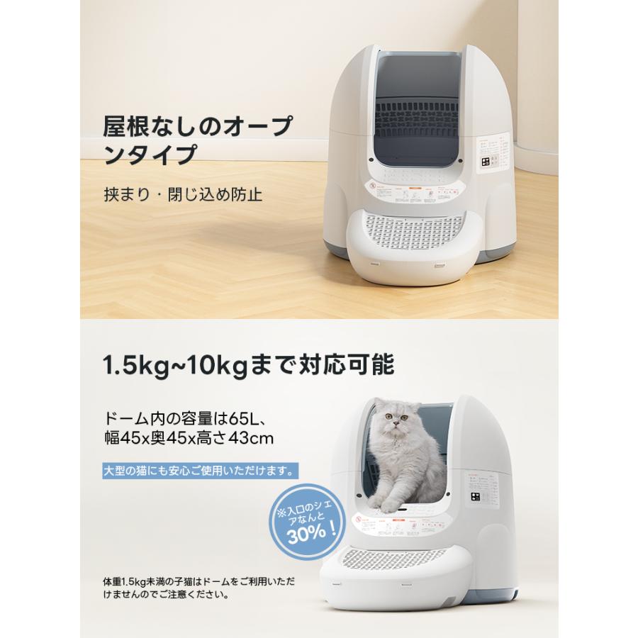 オープンタイプ】自動 ネコトイレ 自動清掃 アプリ対応 65L大 オープンタイプ】自動 ネコトイレ 自動清掃 アプリ対応 65L大