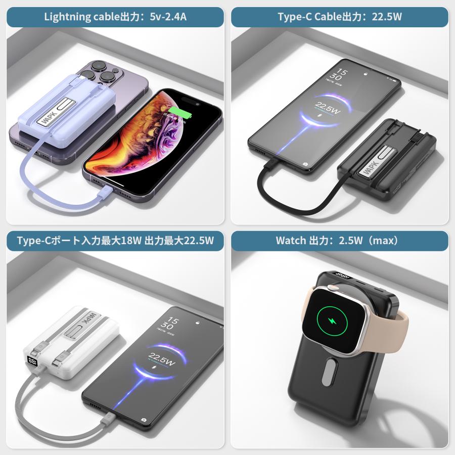 モバイルバッテリー スマホ充電器 大容量 防災電源 10000mAh 小型 急速充電器 PSE認証済 残量表示 携帯充電器 iPhone/iPad/Android対応 送料無料 | WAPIK | 05