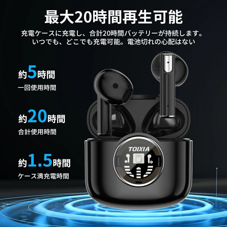 WAPIK ワイヤレスイヤホン bluetooth5.2 電力表示 タッチ操作 防水性