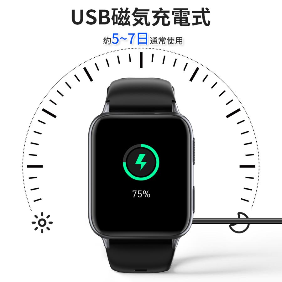 スマートウォッチ 血圧測定 通話機能 着信通知 心拍数 血中酸素 体温測定 睡眠 歩数計 運動管理 音楽・カメラ制御 IP67防水 android iPhone 替えバンド2本付き | WAPIK | 10