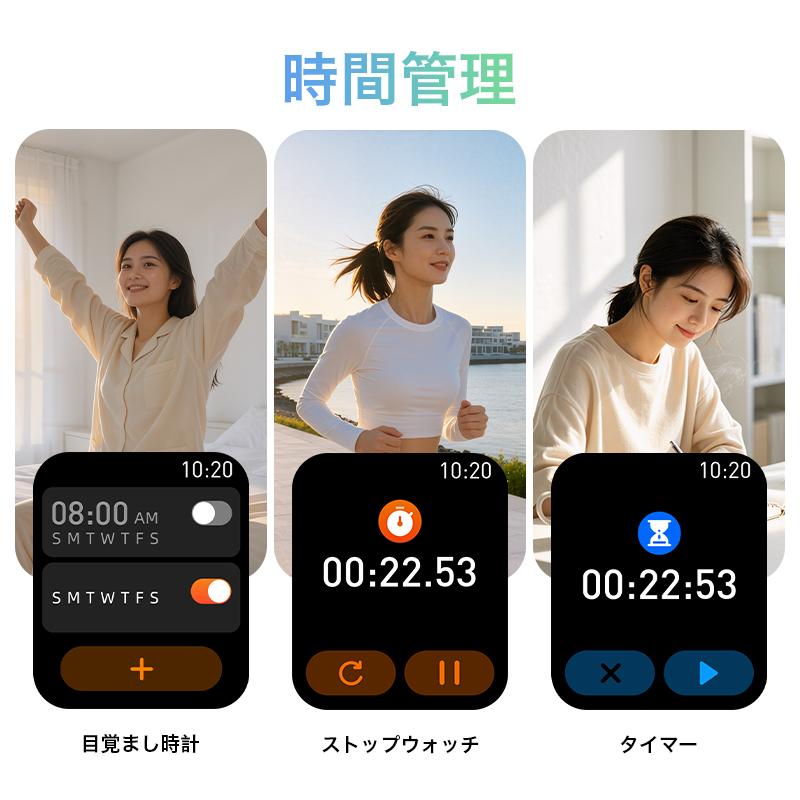 スマートウォッチ 通話機能 着信通知 心拍数 血中酸素 睡眠 歩数計 運動管理 音楽・カメラ制御 IP67防水 android iPhone プレゼント 2.01インチ画面 | WAPIK | 14