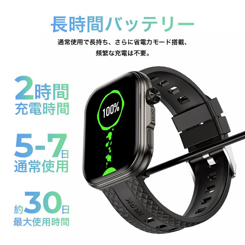 スマートウォッチ 通話機能 着信通知 心拍数 血中酸素 睡眠 歩数計 運動管理 音楽・カメラ制御 IP67防水 android iPhone プレゼント 2.01インチ画面 | WAPIK | 16