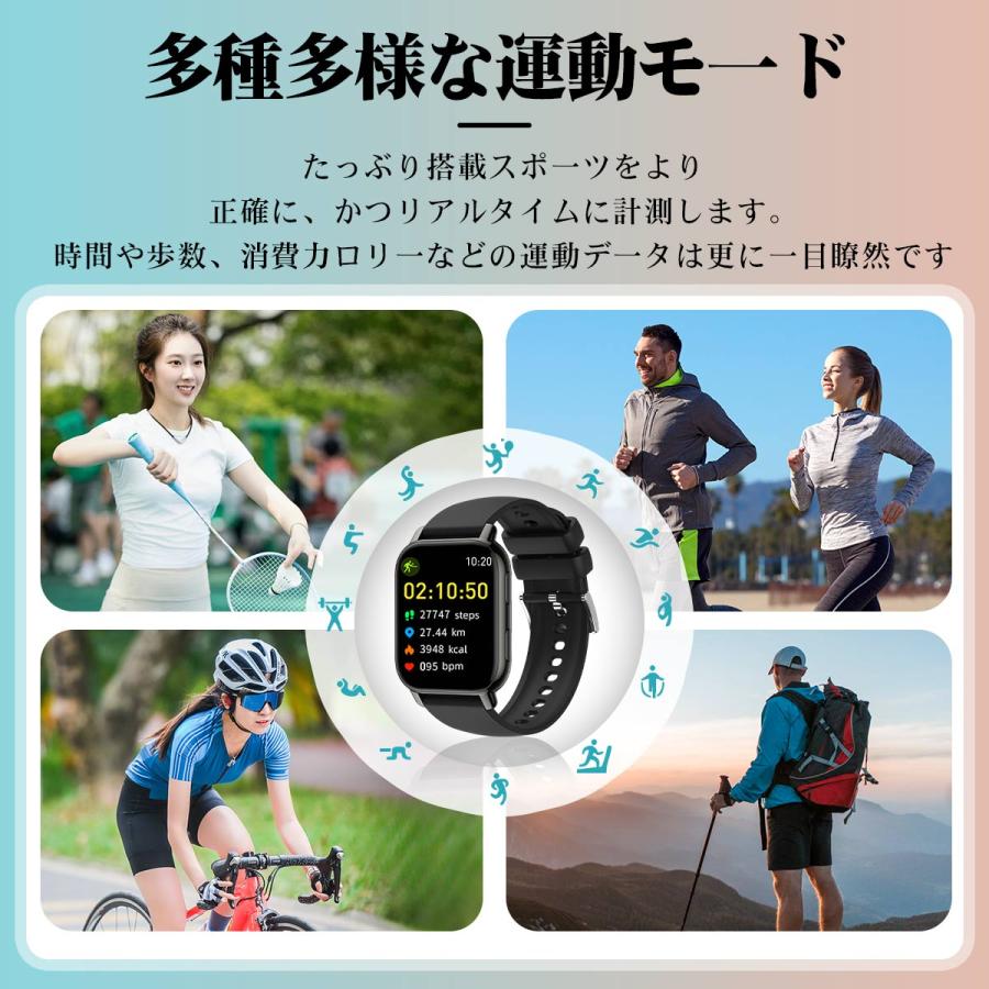 スマートウォッチ 血糖値 血圧測定 血中酸素 心拍数 着信通知 女性生理健康管理 睡眠検測 体温測定 歩数計 音楽再生 カメラ制御 IP67防水 腕上げ点灯 天気予報 | WAPIK | 10