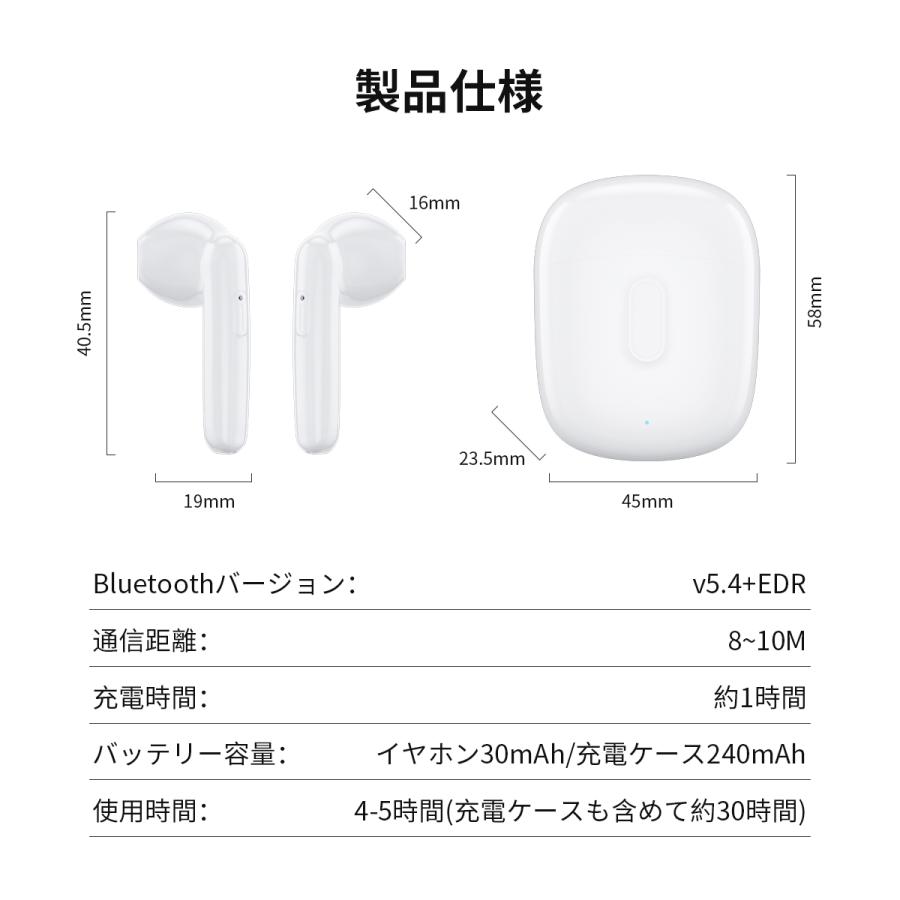 ワイヤレスイヤホン Bluetooth 5.4 ワイヤレスヘッドセット インナーイヤー型 ブルートゥースイヤホン ENCノイズキャンセリング HIFI高音質 超軽量 | WAPIK | 11