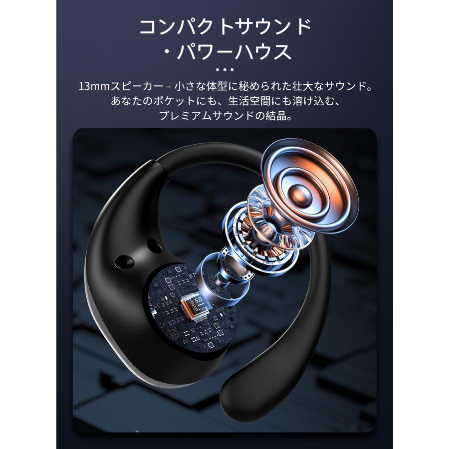1399円新春特価中 ワイヤレスイヤホン 骨伝導イヤホン iPhone Android対応 Bluetooth5.4 コードレスイヤホン 音漏れ防ぐ スポーツ 超軽量 超長待機 耳掛け式 | WAPIK | 05