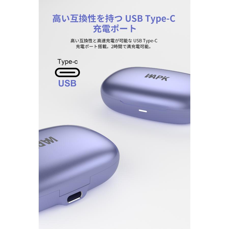 WAPIK ワイヤレスイヤホン イヤホン 高音質HiFi Bluetooth6.0 ノイズキ