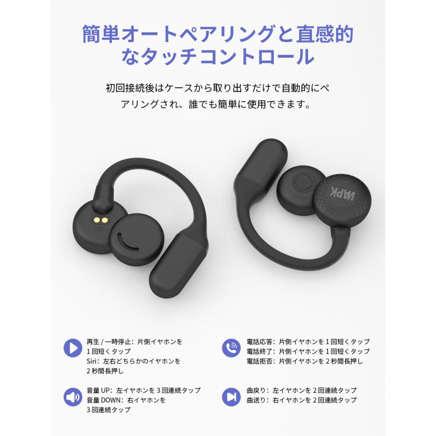 WAPIK ワイヤレスイヤホン イヤホン 高音質HiFi Bluetooth6.0 ノイズキ