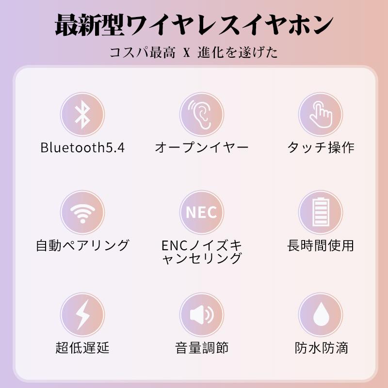 骨伝導イヤホン ワイヤレスイヤホン iPhone Android対応 Bluetooth5.4 コードレスイヤホン 音漏れ防ぐ スポーツ Hi-fi 超軽量 超長待機 耳掛け式 プレゼント | WAPIK | 01