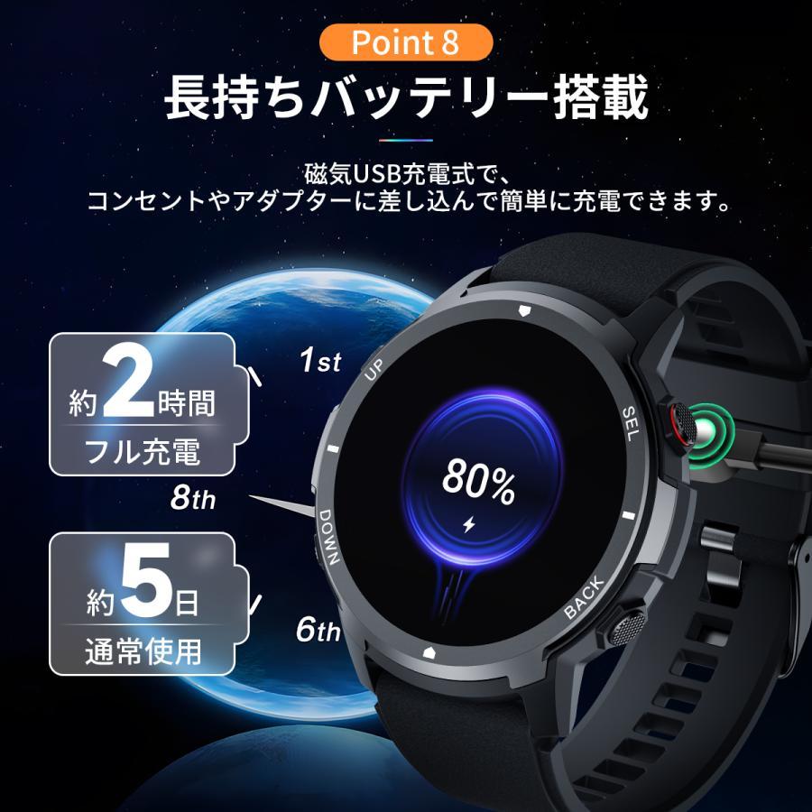 スマートウォッチ 1.39インチ画面 通話機能 丸型 腕時計 歩数計 日本語説明書 日本製センサー 活動量計 2024新発売 母の日 プ レゼントの画像