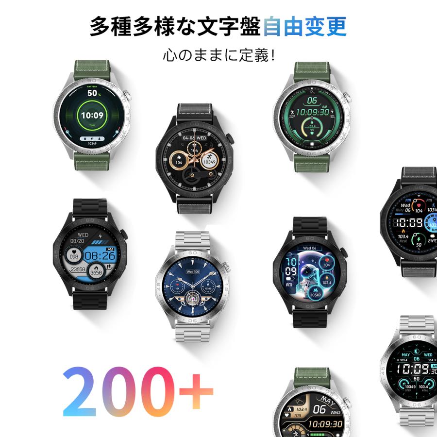 スマートウォッチ 1.43インチ大画面 通話機能付き 運動モード 日本製センサー 男女兼用 iphone対応 Android対応 Bluetooth通話機能 活動量計 歩数計 | WAPIK | 10