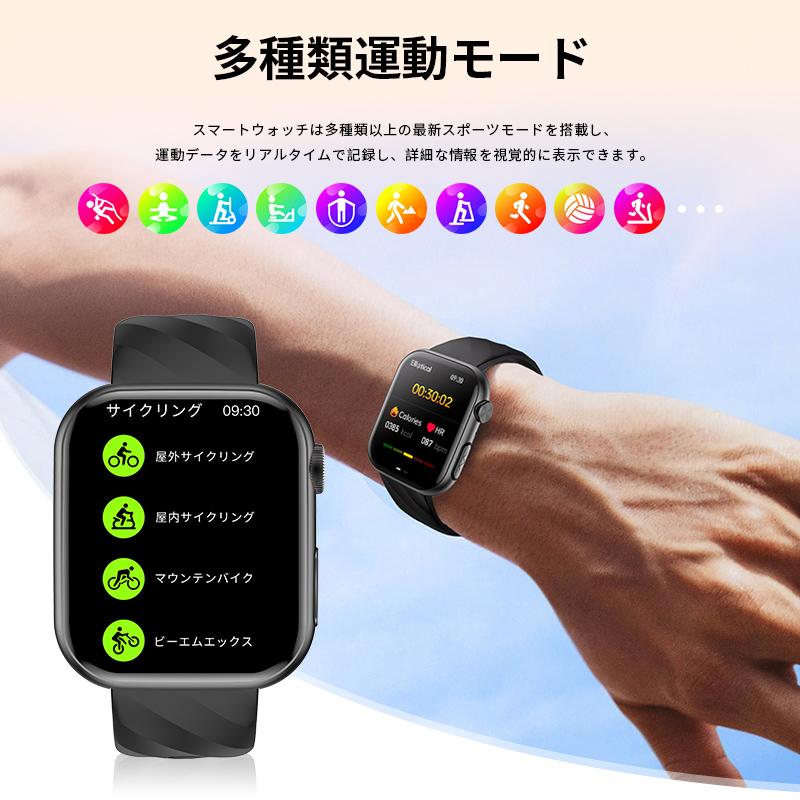 スマートウォッチ 血圧測定 通話機能 着信通知 心拍数 血中酸素 体温測定 睡眠 歩数計 運動管理 音楽・カメラ制御 IP67防水 android iPhoneの画像