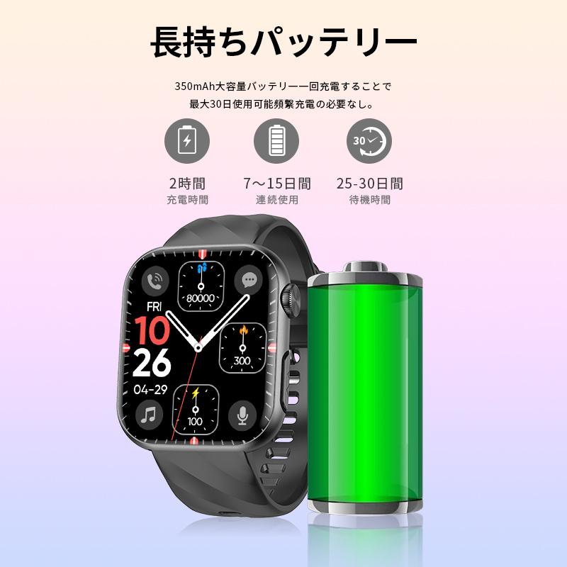 スマートウォッチ 血圧測定 通話機能 着信通知 心拍数 血中酸素 体温測定 睡眠 歩数計 運動管理 音楽・カメラ制御 IP67防水 android iPhoneの画像