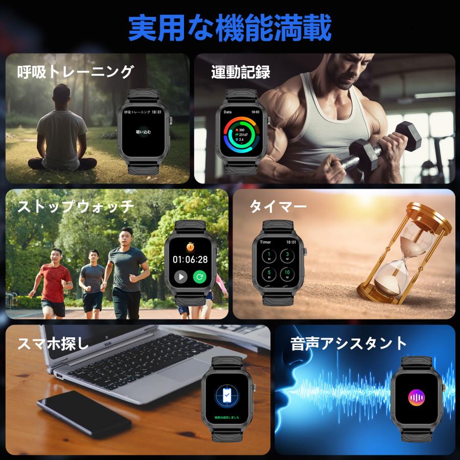 WAPIK スマートウォッチ 業界初 AMOLED 1.96インチ 通話機能 超高