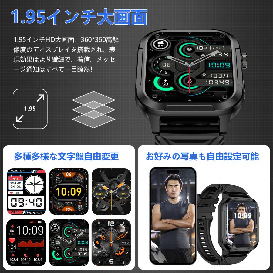 WAPIK スマートウォッチ 業界初 AMOLED 1.96インチ 通話機能 超高