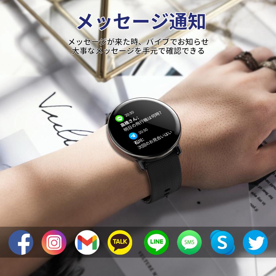 スマートウォッチ 通話機能 AMOLED搭載 常時表示 レディース メンズ 丸型 iphone Android LINE通知 防水 腕時計 日本語説明書 着信通知 | WAPIK | 05