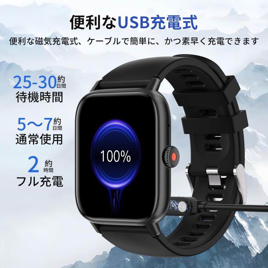 WAPIK スマートウォッチ 血糖値 血圧測定 血中酸素 心拍数 着信通知