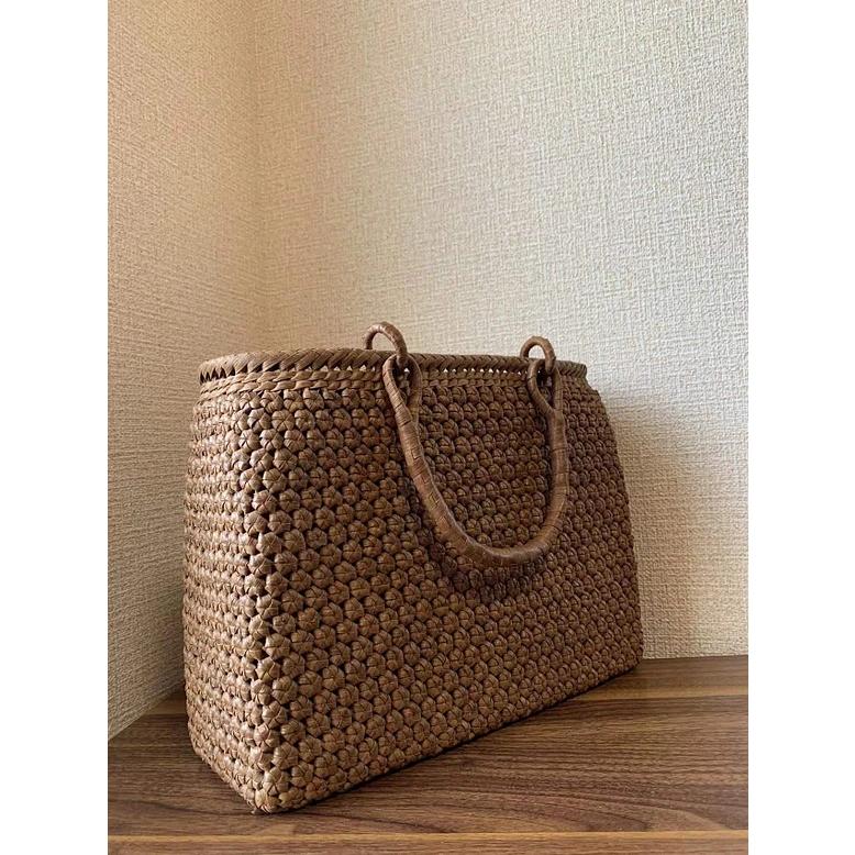 山葡萄 山葡萄かごバッグ 手作り 籠バッグ 小花編み 細ひご 巾着タイプ