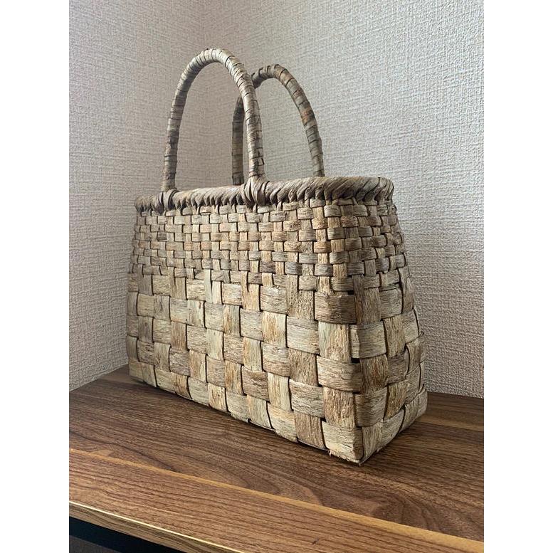 胡桃 くるみかごバッグ 手作り 籠バッグ 市松編み Lサイズ 内布 胡桃 くるみかごバッグ 手作り 籠バッグ 市松編み Lサイズ 内布