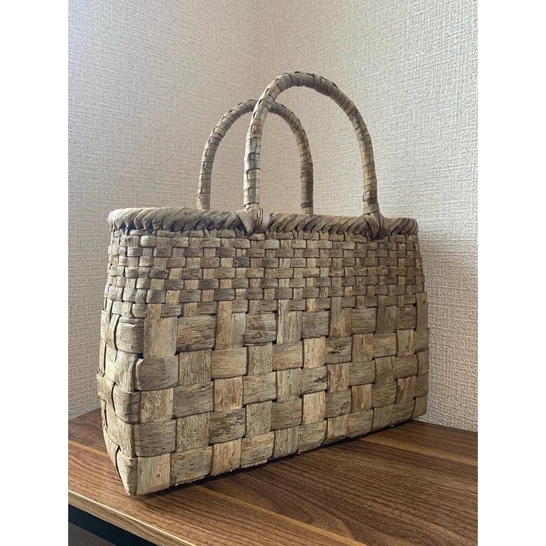 胡桃 くるみかごバッグ 手作り 籠バッグ 市松編み Lサイズ 内布 胡桃 くるみかごバッグ 手作り 籠バッグ 市松編み Lサイズ 内布