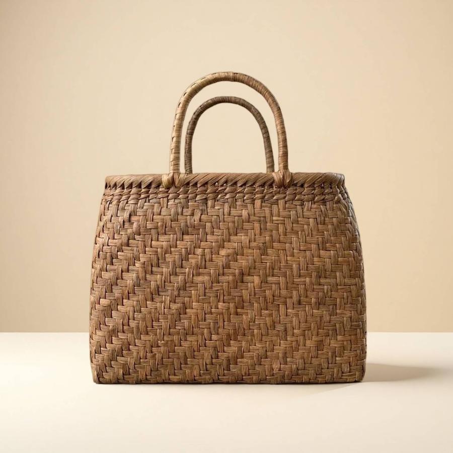 山葡萄山葡萄かごバッグ手作り網代編みチャーム付き内布あり