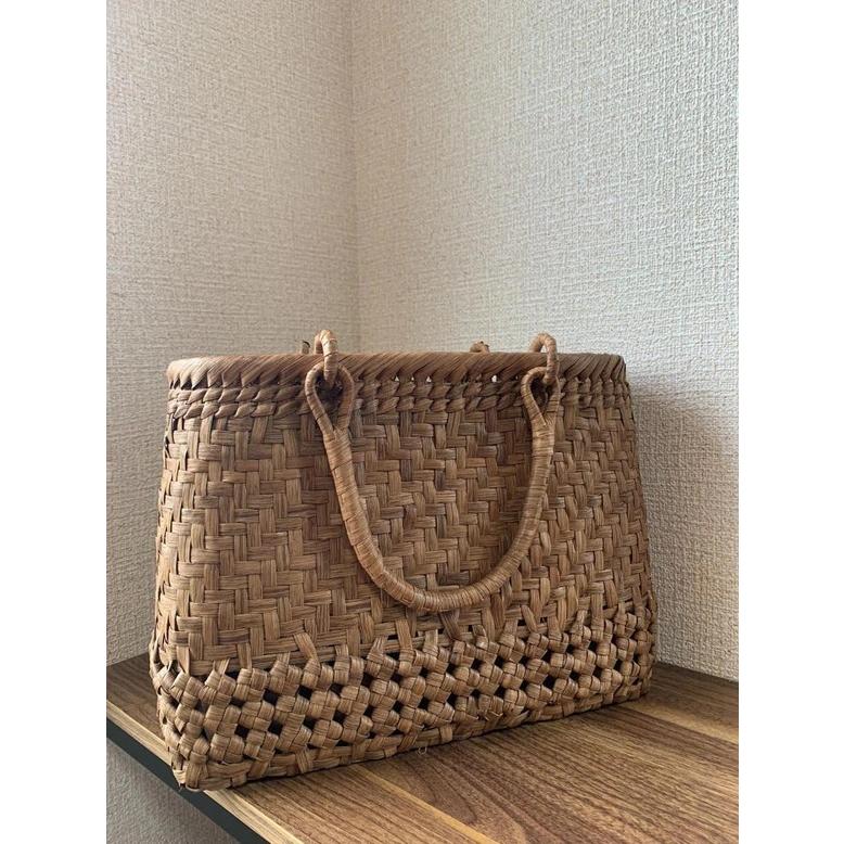 山葡萄 山葡萄かごバッグ 手作り 籠バッグ 網代編み、石畳編み 内布