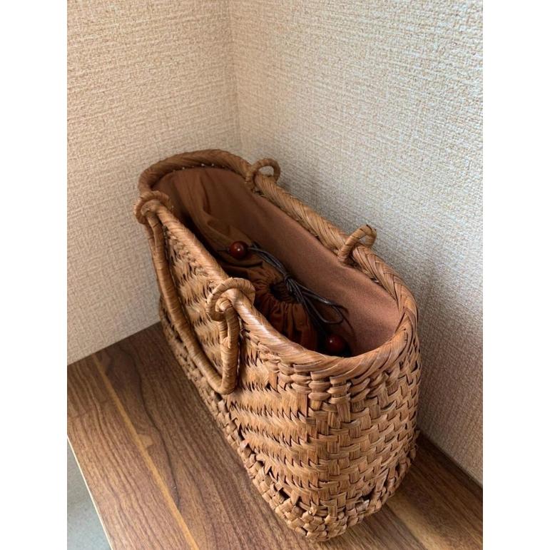 山葡萄 山葡萄かごバッグ 手作り 籠バッグ 網代編み、石畳編み 内布
