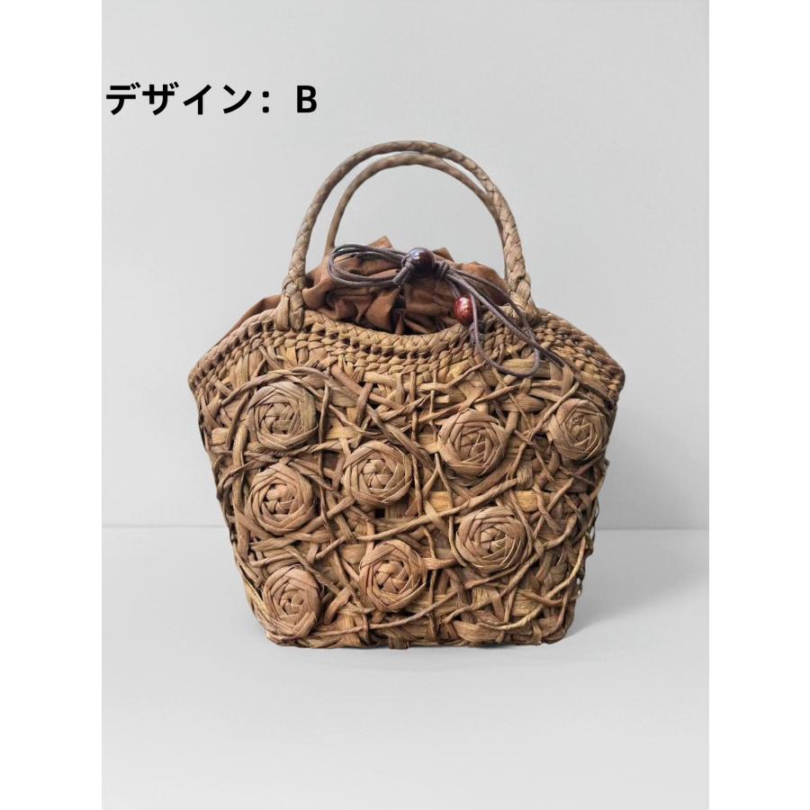 国産山葡萄 山葡萄かごバッグ 手作り 籠バッグ 乱れ編み・花編み 内布あり 和服バッグ ゆかたバッグ レディースかごバッグ 夏バッグ トートバッグの画像