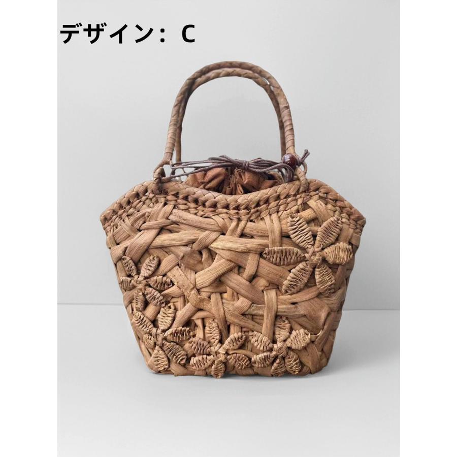 国産山葡萄 山葡萄かごバッグ 手作り 籠バッグ 乱れ編み・花編み 内布あり 和服バッグ ゆかたバッグ レディースかごバッグ 夏バッグ トートバッグの画像