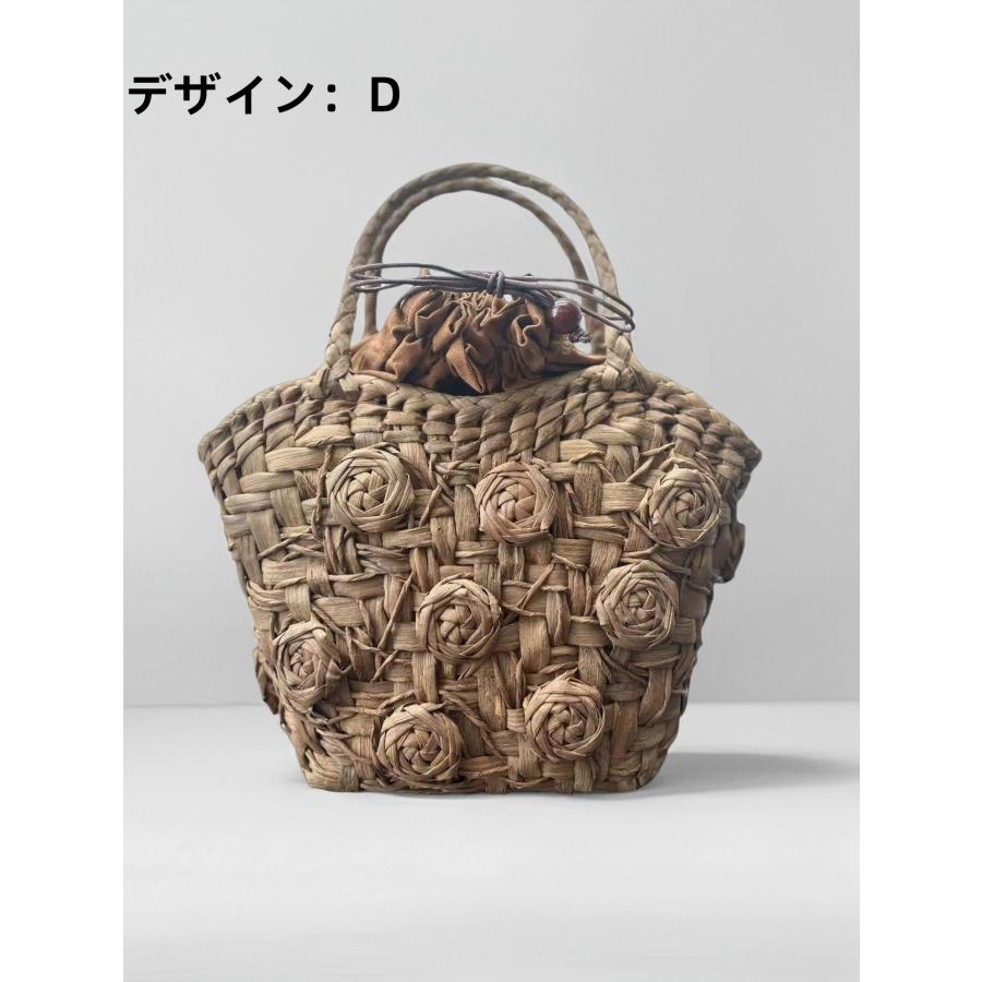 国産山葡萄 山葡萄かごバッグ 手作り 籠バッグ 乱れ編み・花編み 内布あり 和服バッグ ゆかたバッグ レディースかごバッグ 夏バッグ トートバッグの画像